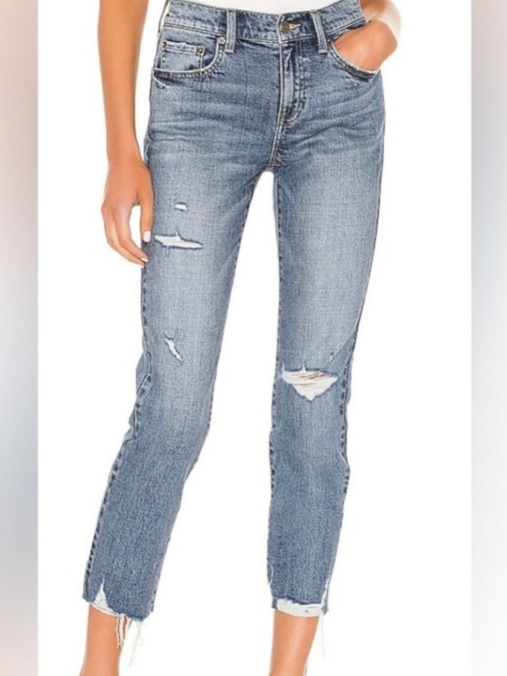 Pistola Monroe Slim Straight Jeans Size 29 Distressed Mid Blue Crop Ankle